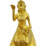 泰国贴金铜像 金箔招财女神 (5寸脚）（22cm 高）nang kwak神像 南刮 招财 泰国纯铜  💯Thai amulet💯 - Image 3