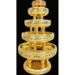 泰国精美实金箔木果盘 水果盘 贡品盘  泰国复古工艺精美摆件盘 Golden Round Wood Tray Decoraction Tray