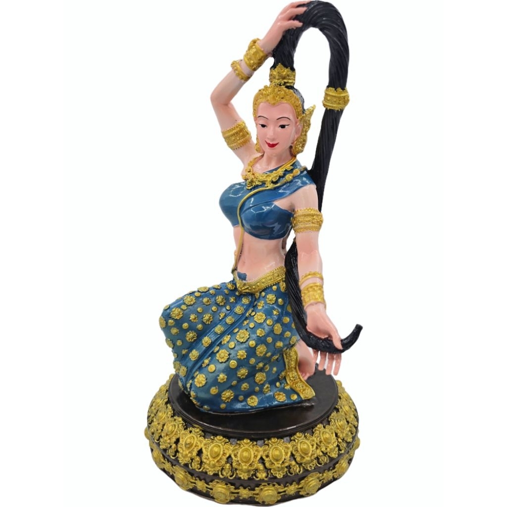 6a4ce6f4b14ea_1783424756.jpg 精致蓝色大地女神Phra Mae Throrani (11inch)高 Phra Mae Thorani Bucha大地女神金身 100% 纯列南皮 (lek Nam phi)铁矿石铸造 - Image 1