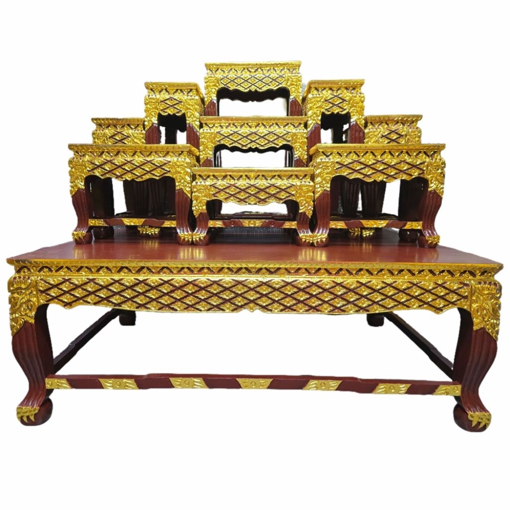 6a4ce760ddfdd_1783424865.jpg 泰国神像实木佛台 神台 佛龛 供桌 多层供奉桌 Thai Buddhist Altar Shrine Table 精美手工雕刻拜神桌 供神桌 大神台Tokh Mhu Tempat Sembahyang Altar Table prayi - Image 1