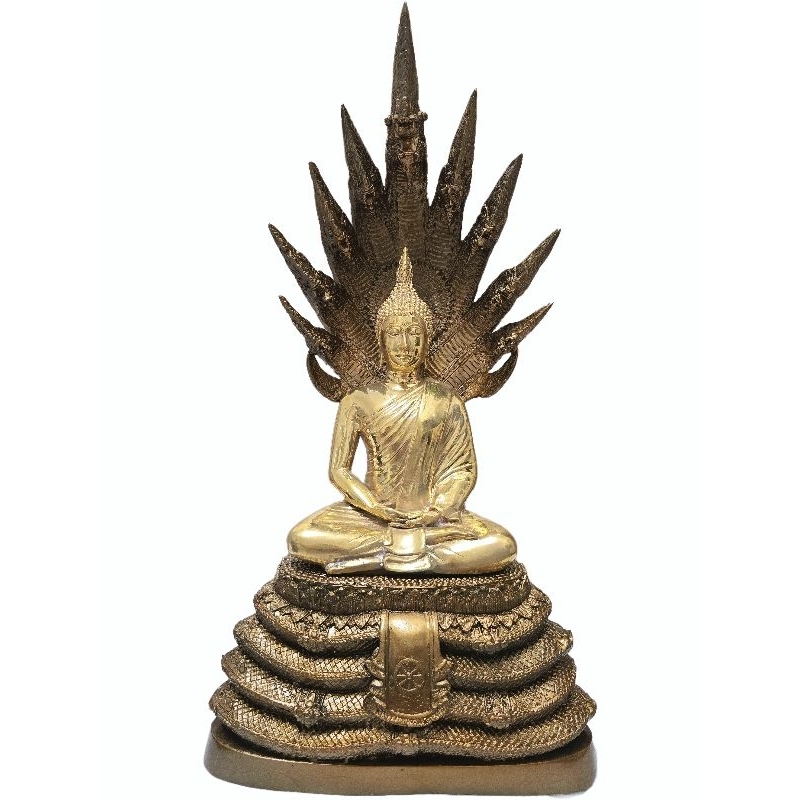 6a4ce7c68261a_1783424966.jpg phra nak prok 九龙佛 佛祖 9 Buddha Naga(7寸膝长) 铜像 泰国铜 泰国佛 Thailand amulet copper - Image 1