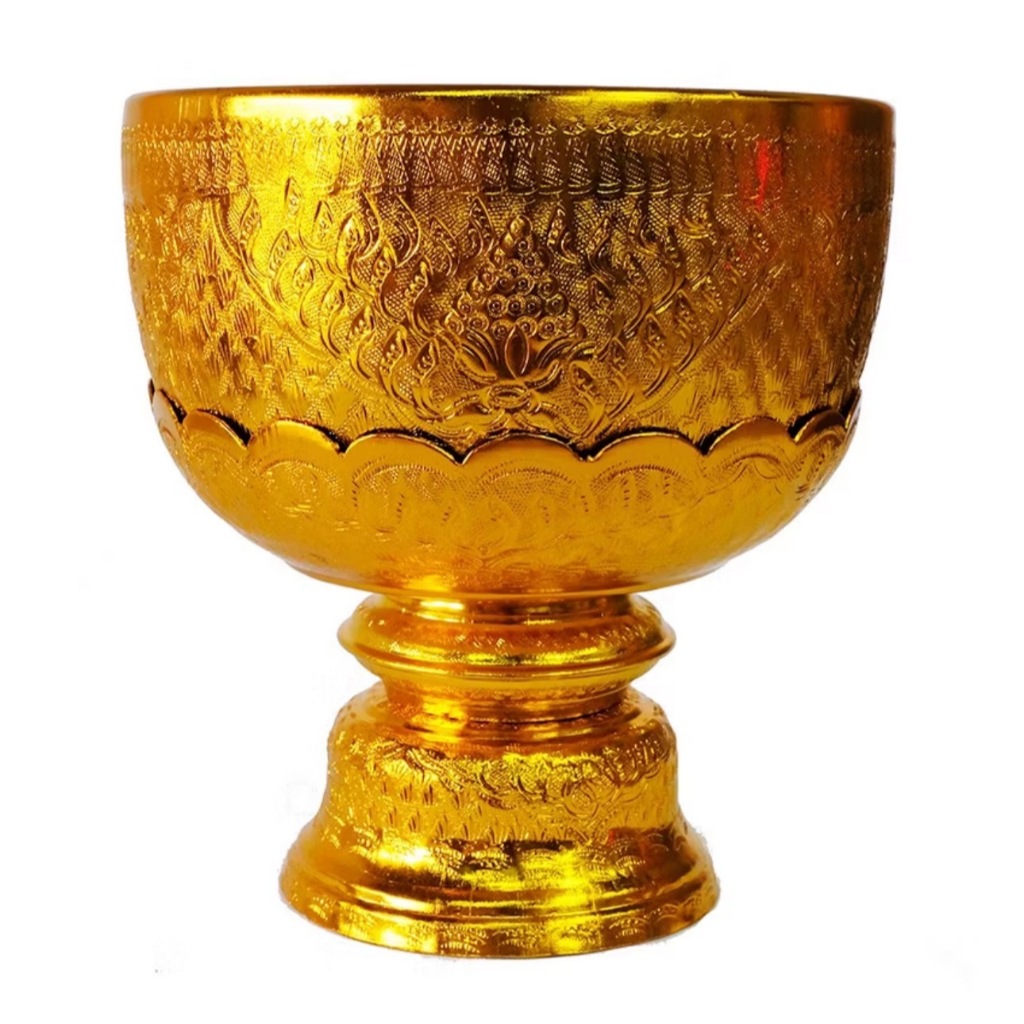 6a4ce7dddd6a5_1783424990.jpg 泰国供奉aluminium金银杯 水果圣水盘 铝杯 金色水盆 Gold colour aluminum bowl thailand water bowl aluminum bowl - Image 1
