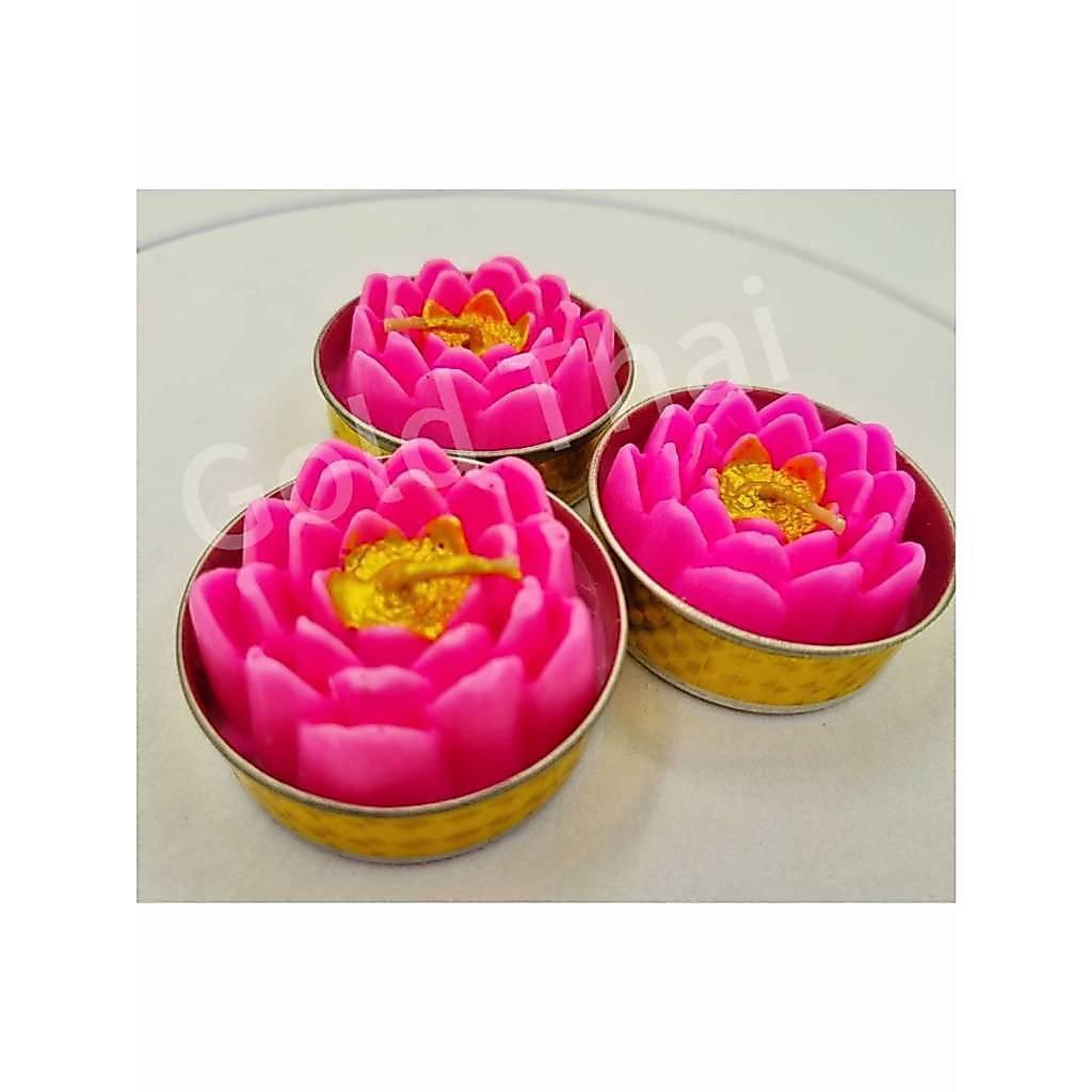 6a4ce85906a63_1783425113.jpg 莲花蜡烛 香薰莲花蜡烛 1box 3pcs 5x3.5cm 燃烧4-5小时 - Image 1