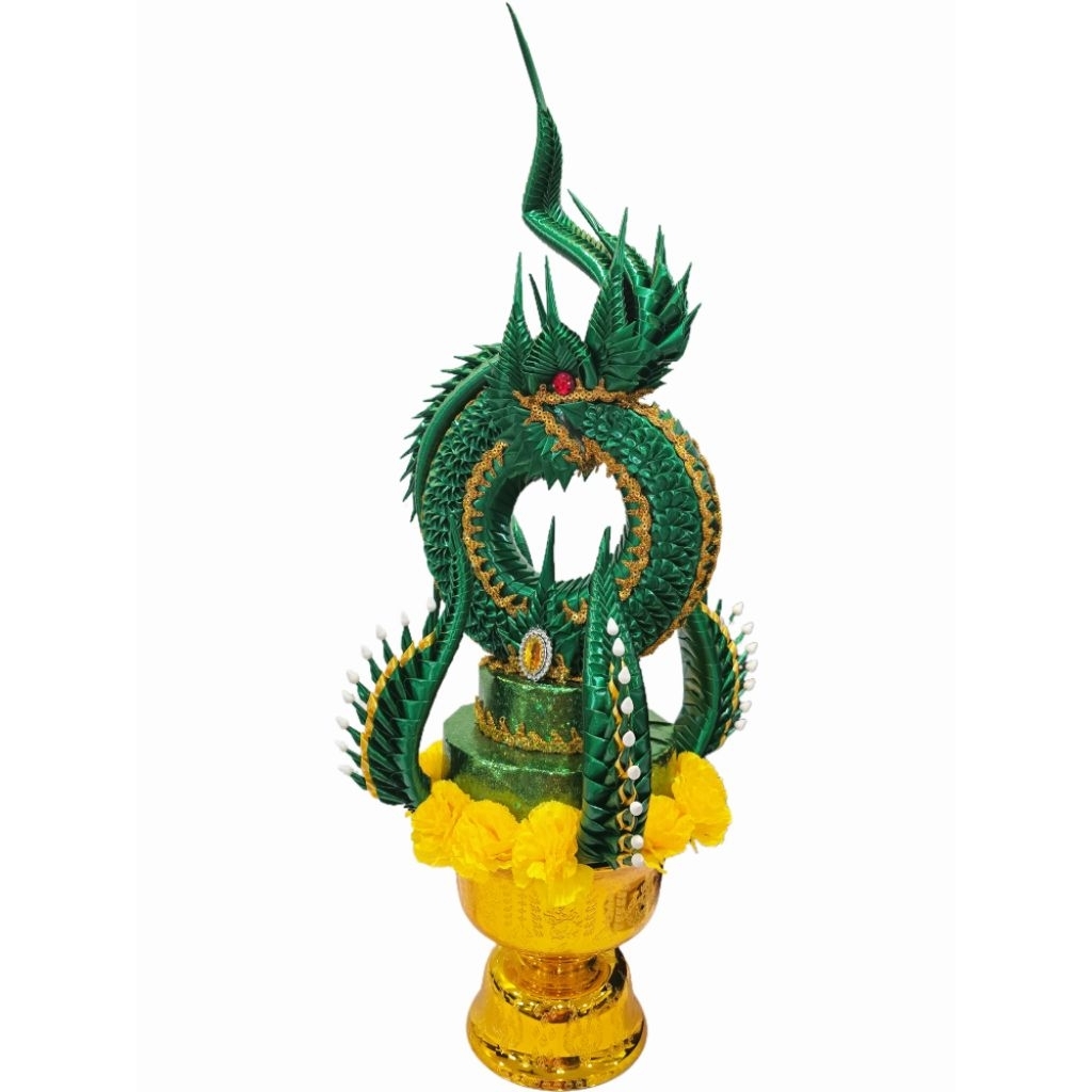 6a4ceab28efdd_1783425714.jpg 现货泰国供奉接神塔 Bai Sri 水龙 青色花 (1个)Pan Bai Sri Phaya Nak - Image 1
