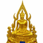 🔥精致款 金色金娜啦佛祖 Phra Phuttha Chinnaraj Bucha 5寸膝长  高13寸 成功佛 100% 纯列南皮 （lek Nam phi）铁矿石铸造 - Image 2