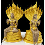 🔥 Pu Sri Sutho Mae Ya Sri Pathumma Naga Statue 9 Headed Dragon King Queen Naga Namphi 铁矿石铸造